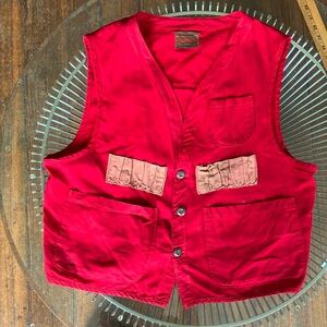 True Vintage SafTbak red cotton canvas hunting vest size men’s Large or XL